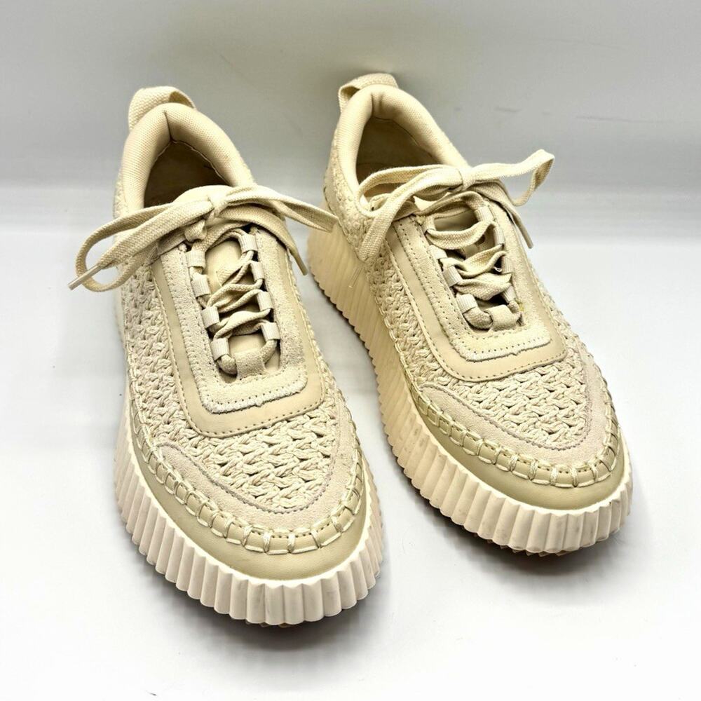 Dolce Vita Dolen Sneakers Womens 9 Ivory Crochet Platform Woven Whipstitch
